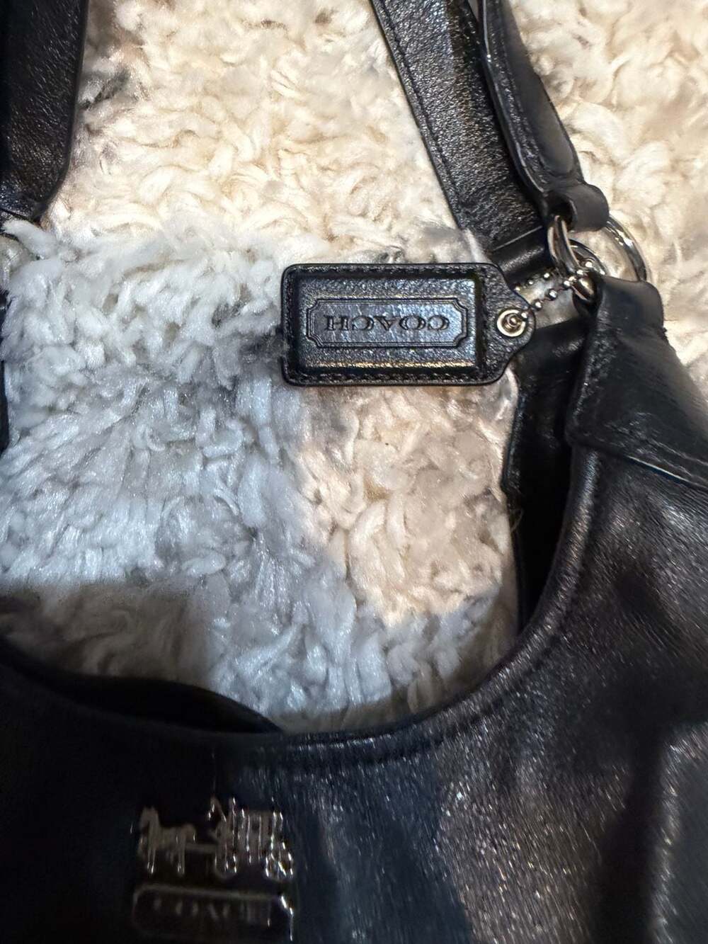 Coach Black Pebbled Leather Julia Hobo Bag with Silver Hardware - Picture 3 of 7